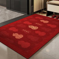 Non-Slip Entrance Doormat for Home Entryway, Auspicious Red Welcome Mat