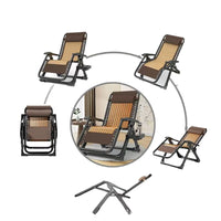 Bamboo Folding Recliner Chair for Outdoor and Indoor Use, Adjustable Lounge Chair for Patio, Office, and Balcony