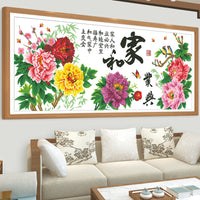 Peony and Prosperity Cross Stitch Kit, DIY Embroidery Set for Home Decor