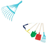 Kids' Long Handle Garden Tools Set - Rake, Hoe, Shovel for Beach, Planting, and Gardening