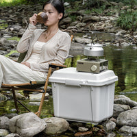 Outdoor Foldable Storage Box, Portable Camping Organizer, Plastic Snack Drink Container, Multi-functional Seat and Table