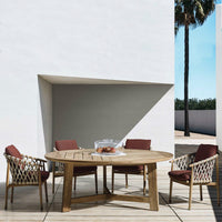 Nordic Outdoor Teak Rope Woven Dining Set for Patio Garden Villa