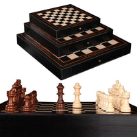 Wooden Chess Set with Folding Board, Portable Educational Board Game for Adults and Kids