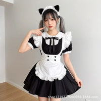 Maid Cosplay Costume Japanese Anime Cafe Uniform Dress with Stockings