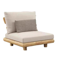 Outdoor Teak Sofa Set with Coffee Table, Nordic Solid Wood Woven Rattan Lounge Furniture for Patio Garden