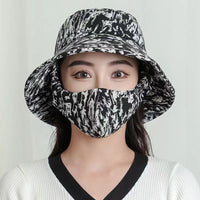 Summer Outdoor Sun Protection Bucket Hat with Detachable Face Mask