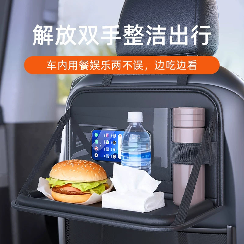 Car Backseat Foldable Dining Table Tray for Kids and Adults, Vehicle Seat Back Organizer
