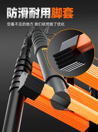 Magnesium Alloy Telescoping A-Frame Ladder, Foldable Carbon Steel & Stainless Steel Thickened Portable Engineering Lift Ladder