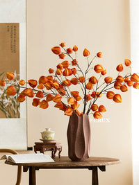Artificial Koelreuteria Fruit Flower Bouquet with Vase for Home Decor