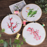 DIY Punch Embroidery Kit with Ribbon Silk Embroidery for Ancient Style Round Fan