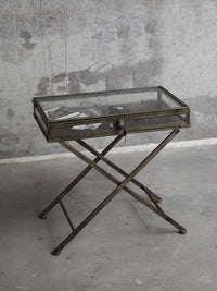 Industrial Loft Style Vintage Iron and Glass Display Cabinet with Lock