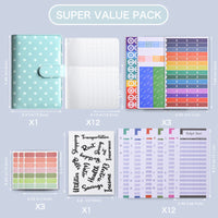 A6 Polka Dot Multifunctional Loose-Leaf Organizer with Card Slots and Magnetic Closure for Budgeting and Document Storage