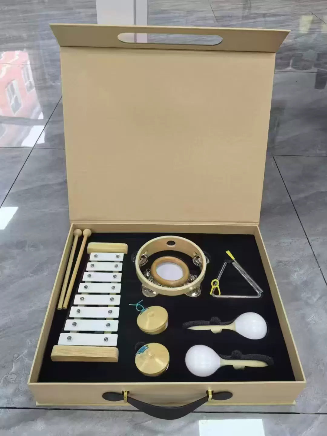 Orff Wooden Percussion Instrument Set for Kids, Musical Enlightenment Teaching Gift Box for Beginners