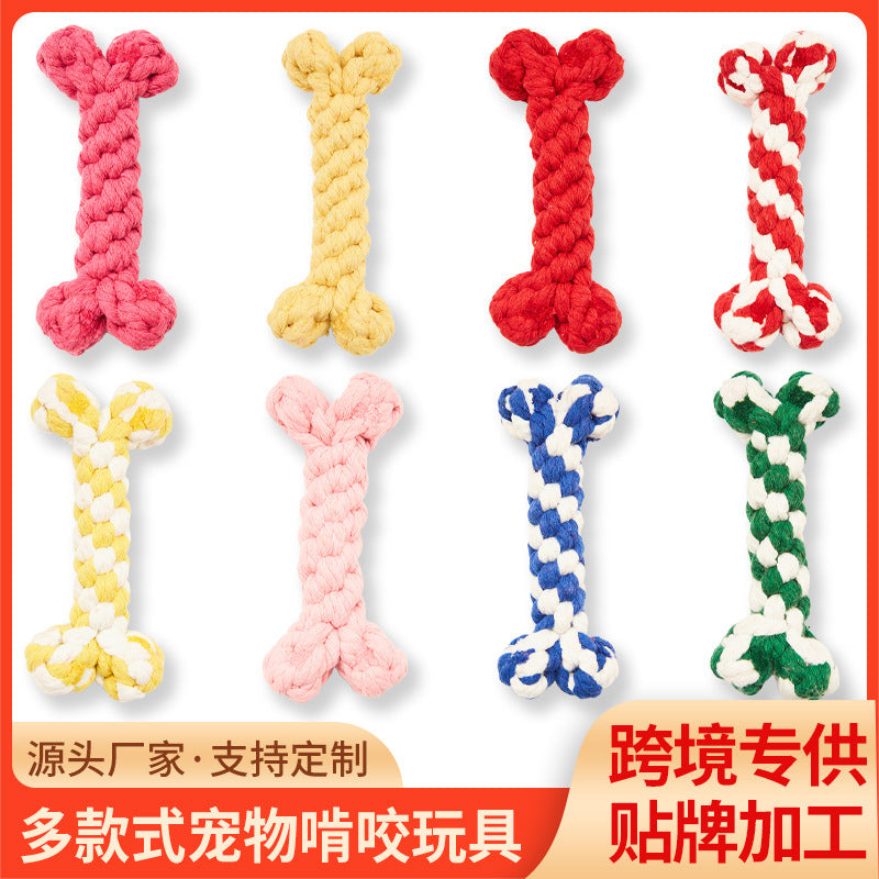 Pet Dog Bone Cotton Rope Chew Toy for Puppies and Small Dogs, Durable Knot Toy Set