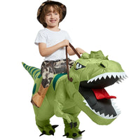 Inflatable Dinosaur Rider Costume for Kids and Adults - Tyrannosaurus Rex & Velociraptor Designs