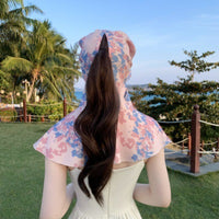 Summer Wide Brim Sun Hat with Neck Flap and Ponytail Hole for Outdoor Cycling Driving