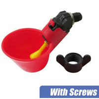 Automatic Poultry Waterer for Quail, Pigeons, and Chickens - Red Drinking Bowl with Tee Connector