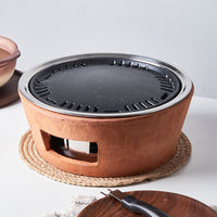 Korean Style Charcoal BBQ Grill for Home and Outdoor Use - Smokeless Round Grill Pan for Skewers and Roasting