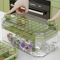 Stackable Ice Cube Tray with Lid and Storage Bin, Food-Grade Silicone Press-Type Ice Maker for Home Freezers