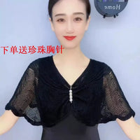 Knitted Ice Silk Shawl with Neck Protection for Air-Conditioned Rooms, Fashionable Sun Protection Cape