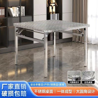 Extra Thick Stainless Steel Folding Square Table for Home, Commercial, Outdoor Dining, BBQ, and Market Stalls