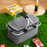 Foldable Oxford Cloth Insulated Picnic Basket with Wheels, Large Capacity Cooler Bag for Outdoor Activities