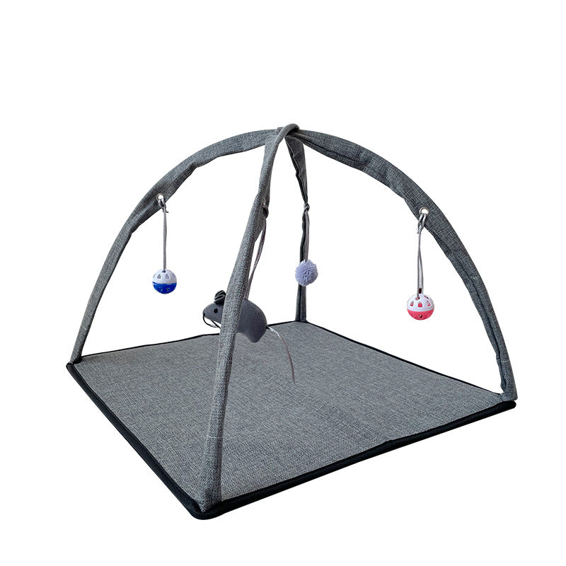 Pet Tent Bed for Cats and Small Dogs, All-Season Linen-Look Sleeping Mat