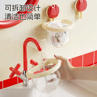 Wall-Mounted Suction Cup Storage Basket for Bathroom Vanity and Washbasin