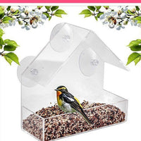 Acrylic House-Shaped Transparent Window Bird Feeder for Balcony