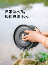 Portable Camping Cookware Set with Kettle, Aluminum Alloy Frying Pan, Skillet, and Hanging Pot