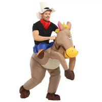 Inflatable Cowboy Rider Costume for Adults and Kids - Funny Horse Riding Outfit for Stage Performance and Parties