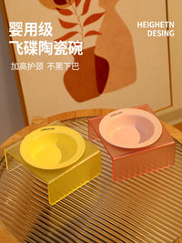 Ceramic Pet Bowl with Acrylic Stand for Cats and Small Dogs, Elevated Food and Water Dish
