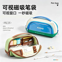 Magnetic Large Capacity Pencil Case with 10-Layer Organization and Stain Resistance