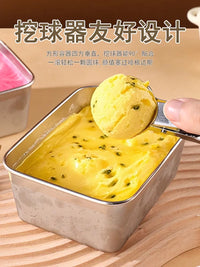 Thickened Stainless Steel Ice Cream Mold Container with Lid