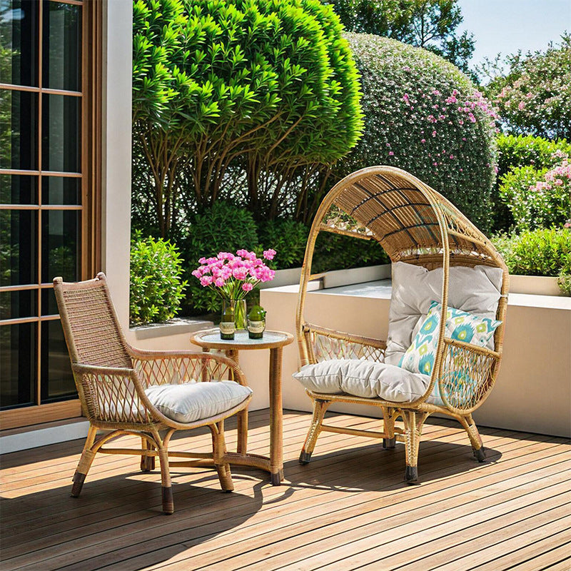Outdoor Rattan Swing Chair Balcony Leisure Home Bird's Nest Lazy Chair Table Set Open-air Courtyard Floor-standing Hanging Basket