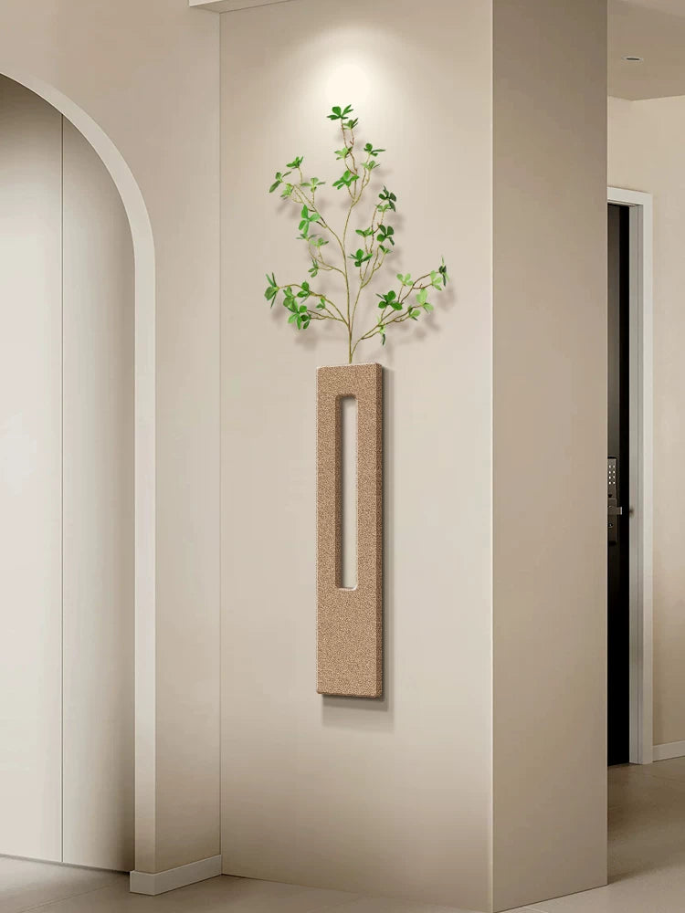 3D Sandstone Wall Decor with Faux Greenery for Dining Room & Hallway