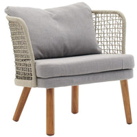 Outdoor Wicker Patio Sofa Set with Teak Legs for Hotel Balcony Poolside