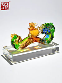 Lucky Rat Ruyi Glass Ornament Zodiac Mouse Craft Cute Desk Study Decor Birthday Gift