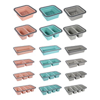 Collapsible Silicone Lunch Box with Compartments, Microwave Safe Food Storage Container