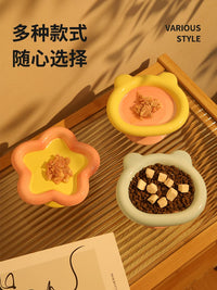Ceramic Cat Bowl Set with Raised Stand for Food and Water, Anti-Vomit Pet Feeder Dish