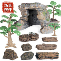 Miniature Simulation Rock Tree Stump Model for Desktop Sand Table Dinosaur Animal Landscape Decoration