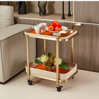 Stainless Steel Rolling Bar Cart with Storage for Home, Kitchen, or Living Room - Rose Gold Finish