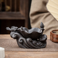 Creative Zisha Purple Clay Lotus Leaf Tea Strainer Filter Set for Kung Fu Tea Ceremony