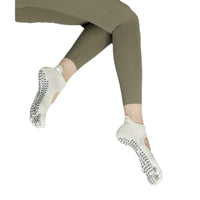 Women's Non-Slip Yoga Pilates Barre Socks with Five Toes and Straps, Cotton