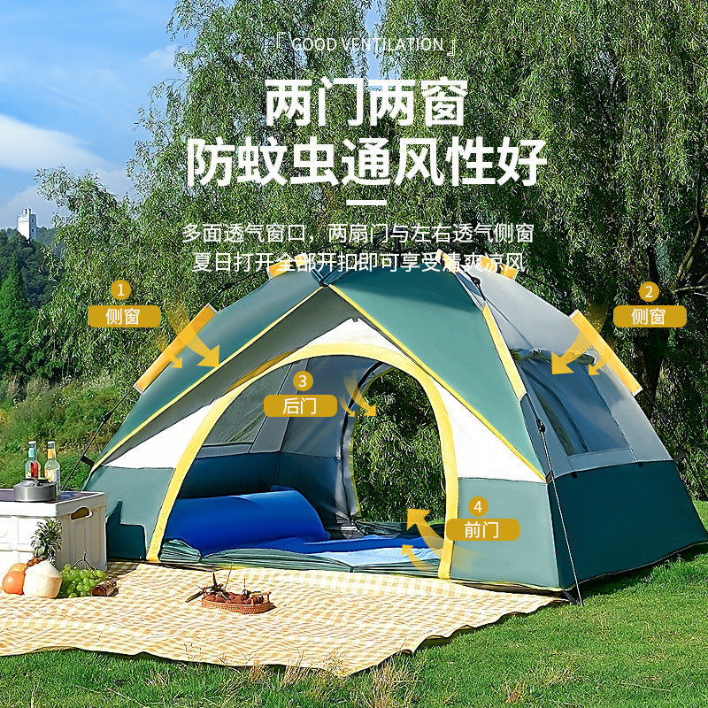 Automatic Pop-Up Camping Tent for Outdoor Overnight Stays, Portable Folding Sunshade Rainproof Family Tent