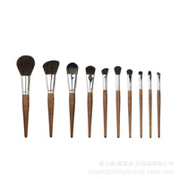 Huali Daiya 10-Piece Makeup Brush Set with Round Head Blush Brush and Tongue-shaped Foundation Brush