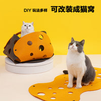 Modular Corrugated Cat Tunnel and Scratcher Maze for Play and Rest