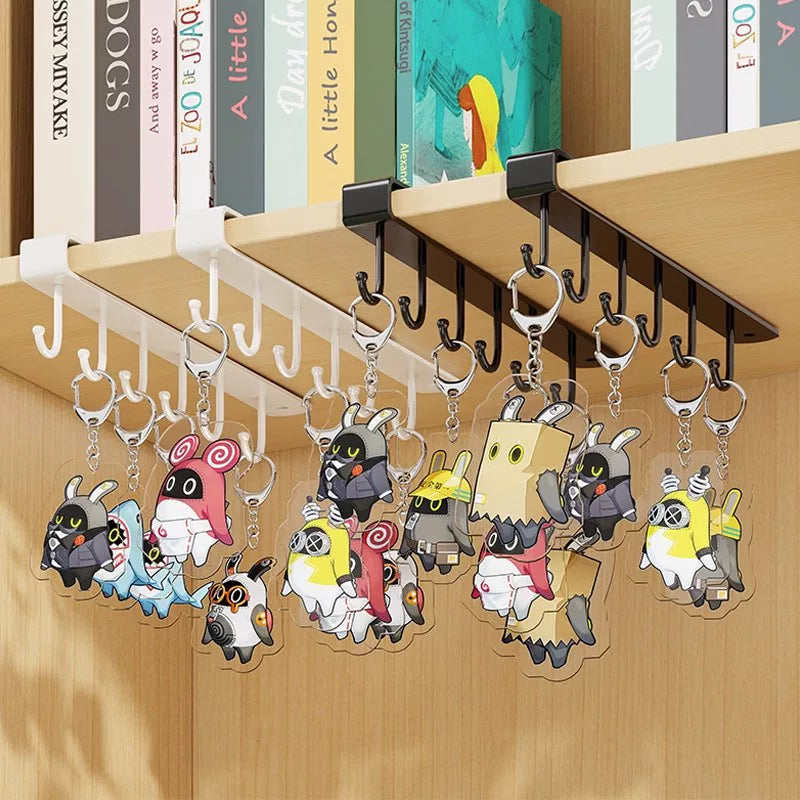 Wall-Mounted Keychain Display Rack with Hooks for Dorm Room Organization