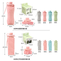 Foldable Silicone Water Bottle, High Temperature Resistant, Food Grade, Portable for Outdoor Sports Travel Cycling