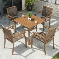 Outdoor Rattan Patio Dining Set for Garden, Balcony, Cafe